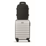 RPET polyester travel backpack with 20L laptop compartment black colour