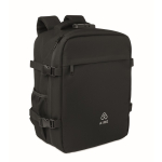 RPET polyester travel backpack with 20L laptop compartment black colour second main view