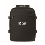 RPET polyester travel backpack with 20L laptop compartment black colour view with print area
