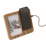 Wooden wireless charger with phone stand and photo frame wood colour
