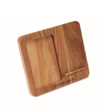 Wooden wireless charger with phone stand and photo frame wood colour view with print area