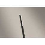 Recycled aluminium pen with chrome clip and blue ink black colour second photographic view