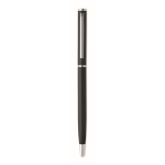 Recycled aluminium pen with chrome clip and blue ink black colour third view