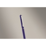 Recycled aluminium pen with chrome clip and blue ink blue colour second photographic view