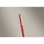 Recycled aluminium pen with chrome clip and blue ink red colour second photographic view