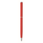 Recycled aluminium pen with chrome clip and blue ink red colour fifth view