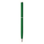 Recycled aluminium pen with chrome clip and blue ink green colour fifth view