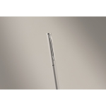 Recycled aluminium pen with chrome clip and blue ink matt silver colour second photographic view