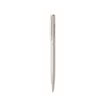 Recycled aluminium pen with chrome clip and blue ink matt silver colour view with print area