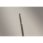 Recycled aluminium pen with chrome clip and blue ink titanium colour second photographic view