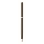 Recycled aluminium pen with chrome clip and blue ink titanium colour fifth view
