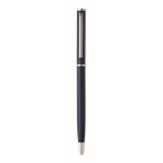Recycled aluminium pen with chrome clip and blue ink navy-blue colour third view