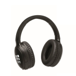 Foldable wireless headphones with microphone and hands-free function black colour view with print area
