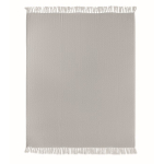 Recycled cotton fringed blanket presented with ribbon 400g/m²qu beige colour fourth view