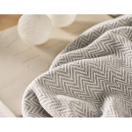 Recycled cotton fringed blanket presented with ribbon 400g/m²qu beige colour ambient view