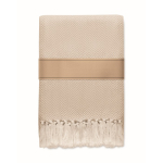 Recycled cotton fringed blanket presented with ribbon 400g/m²qu mixed colour second view