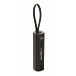 Recycled aluminium power bank with battery indicator and cable 5,000mAh black colour main view