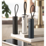 Recycled aluminium power bank with battery indicator and cable 5,000mAh matt silver colour ambient view