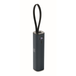 Recycled aluminium power bank with battery indicator and cable 5,000mAh navy-blue colour main view