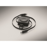 Retractable cable with keyring and USB-C 100W fast charging black colour fourth photographic view