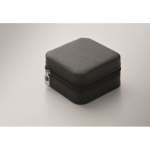 PU and velvet travel jewellery case with 3 compartments and zip black colour fourth photographic view