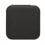 PU and velvet travel jewellery case with 3 compartments and zip black colour sixth view
