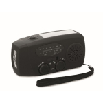 3-in-1 emergency kit with AM/FM radio and LED torch in cooler bag black colour