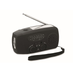 3-in-1 emergency kit with AM/FM radio and LED torch in cooler bag black colour