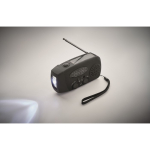 3-in-1 emergency kit with AM/FM radio and LED torch in cooler bag black colour photographic view