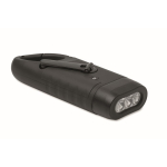 Rigid plastic 3 LED torch with solar panel and hand dynamo black colour second view