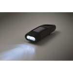 Rigid plastic 3 LED torch with solar panel and hand dynamo black colour third photographic view
