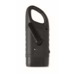 Rigid plastic 3 LED torch with solar panel and hand dynamo black colour eighth view