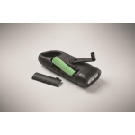 Rigid plastic 3 LED torch with solar panel and hand dynamo black colour photographic view