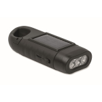 Rigid plastic 3 LED torch with solar panel and hand dynamo black colour tenth view