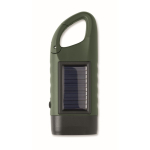 Rigid plastic 3 LED torch with solar panel and hand dynamo dark green colour seventh view