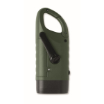 Rigid plastic 3 LED torch with solar panel and hand dynamo dark green colour eighth view