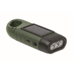 Rigid plastic 3 LED torch with solar panel and hand dynamo dark green colour tenth view