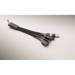 Aluminium keyring with 5-in-1 cable and different charging inputs black colour second photographic view
