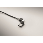 Aluminium keyring with 5-in-1 cable and different charging inputs black colour fifth photographic view