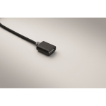 Aluminium keyring with 5-in-1 cable and different charging inputs black colour