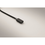 Aluminium keyring with 5-in-1 cable and different charging inputs black colour