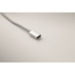 Aluminium keyring with 5-in-1 cable and different charging inputs silver colour