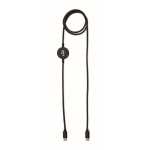 Charging and data transfer cable with smartwatch charger black colour main view