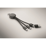 Gift set with metal pen and keyring with 2-in-1 charging cable black colour fourth photographic view