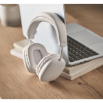 Wireless over-ear headphones with hands-free and rechargeable battery white colour second ambient view
