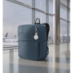 Water-repellent nylon travel backpack with multiple pockets 20L blue colour second ambient view