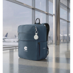 Water-repellent nylon travel backpack with multiple pockets 20L blue colour second ambient view 2