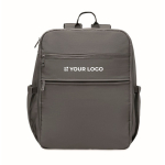 Water-repellent nylon travel backpack with multiple pockets 20L dark grey colour view with print area