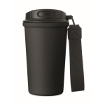 Recycled stainless steel thermal cup with handle and leakproof system 400 ml black colour fourth view