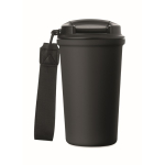 Recycled stainless steel thermal cup with handle and leakproof system 400 ml black colour fifth view